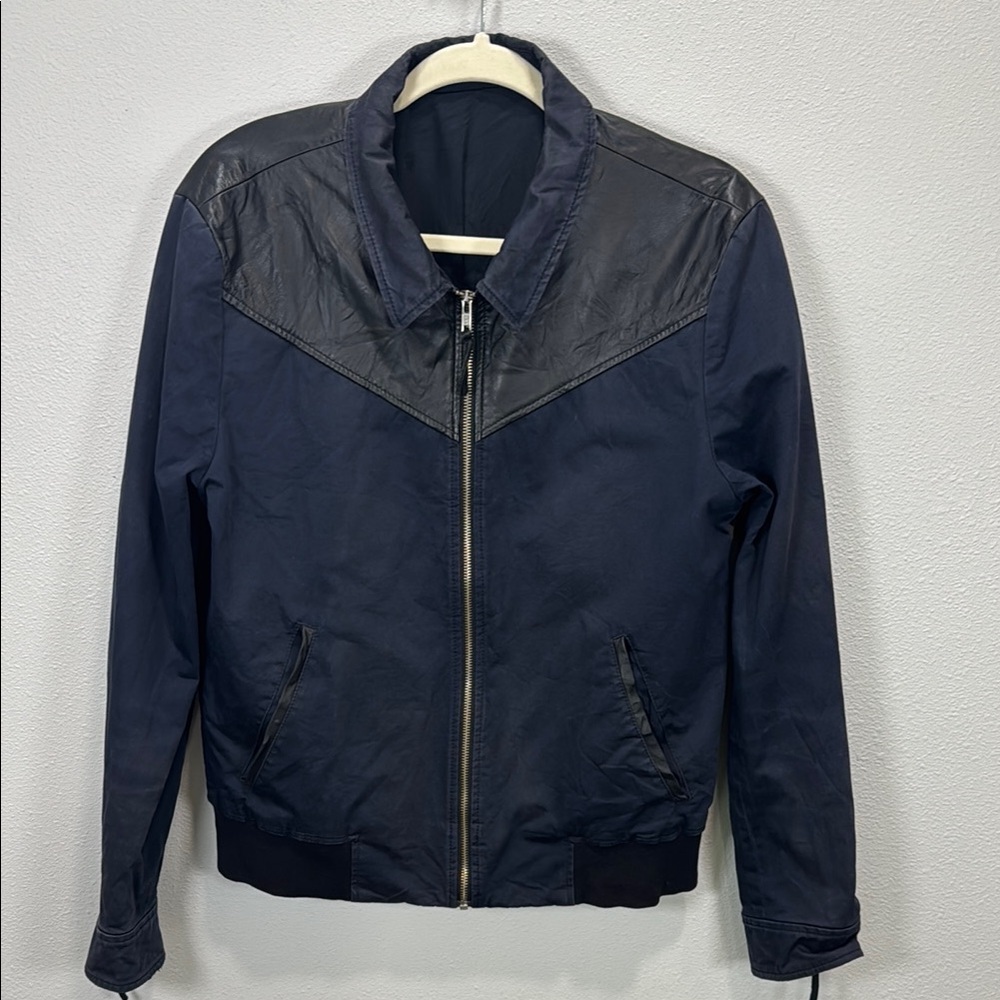 The Kooples Blue and Black Bomber‎ Jacket
